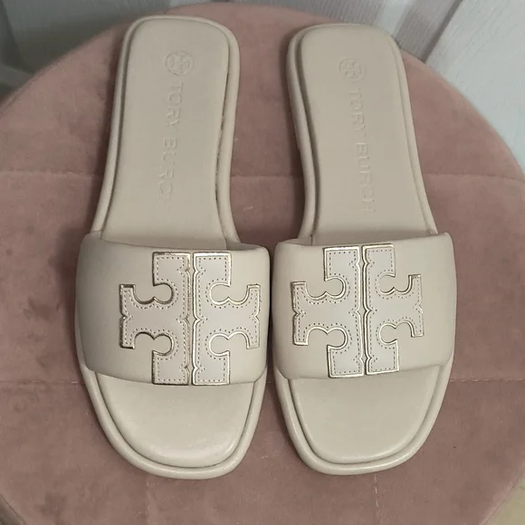 Tory Burch Double T Leather Sport Slide Size 8 - Picture 2 of 8